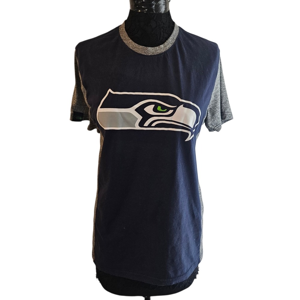 NFL Team Seattle Seahawks T Shirt Apparel Womens M Short Sleeve Blue & Gray